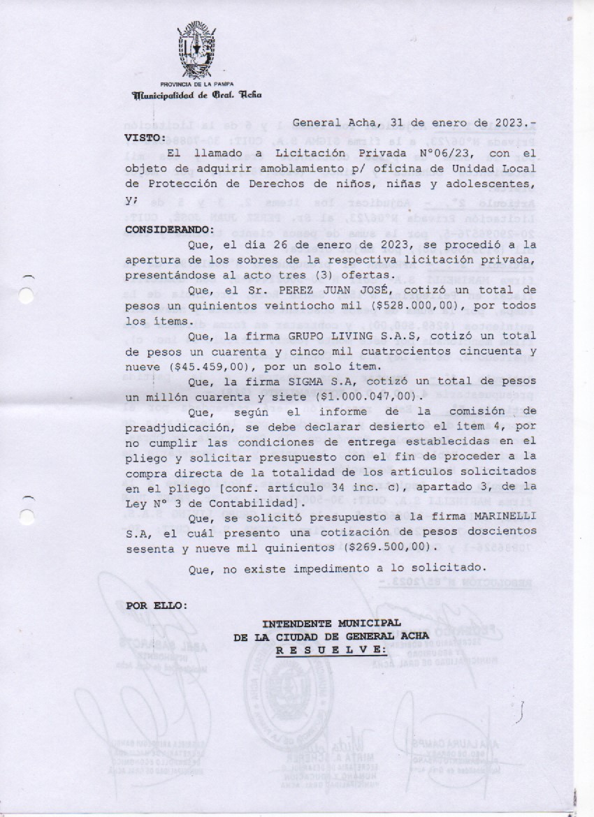 Licitación 06 23 Reso 01