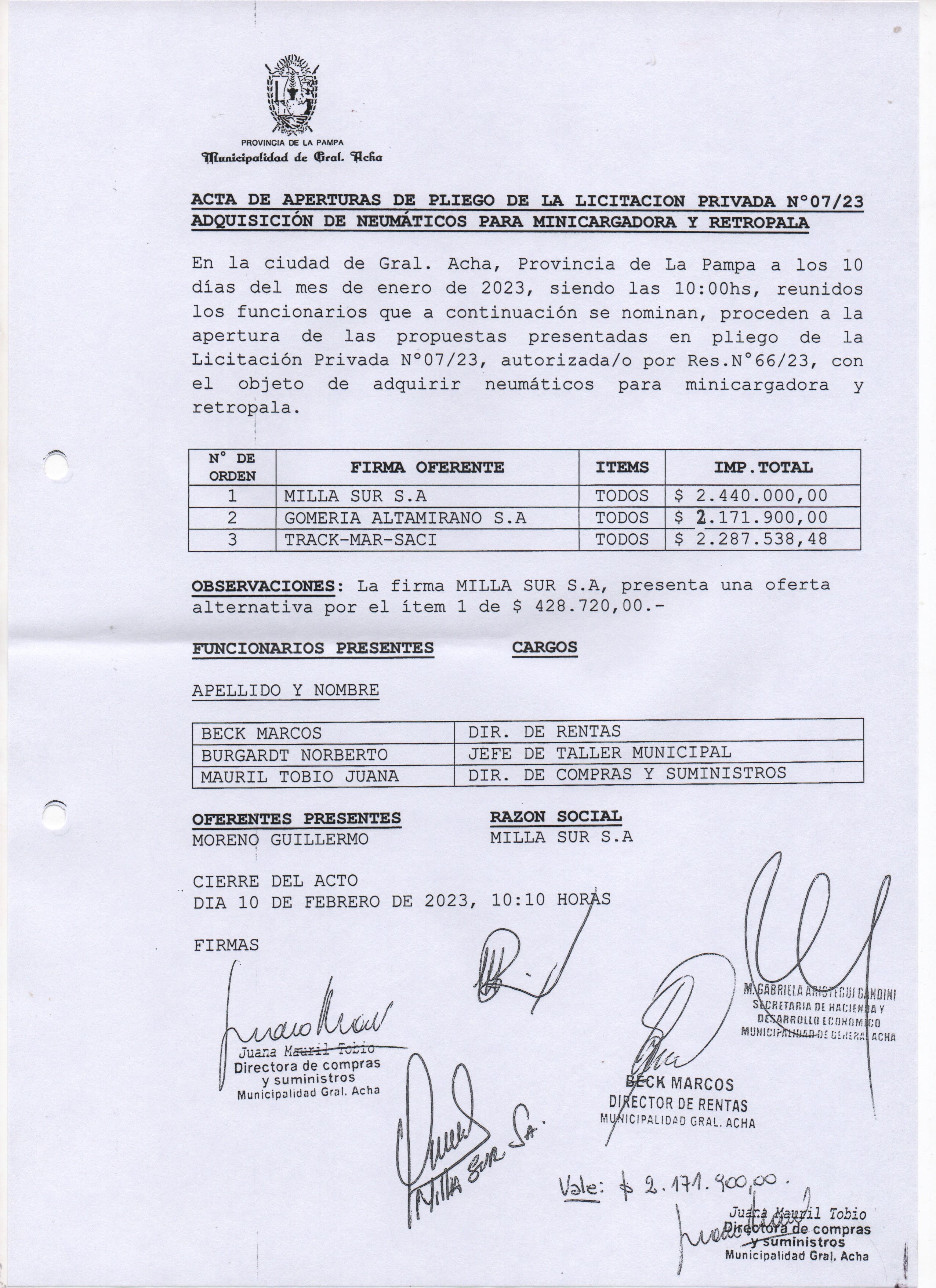 Licitación 07 23 Acta