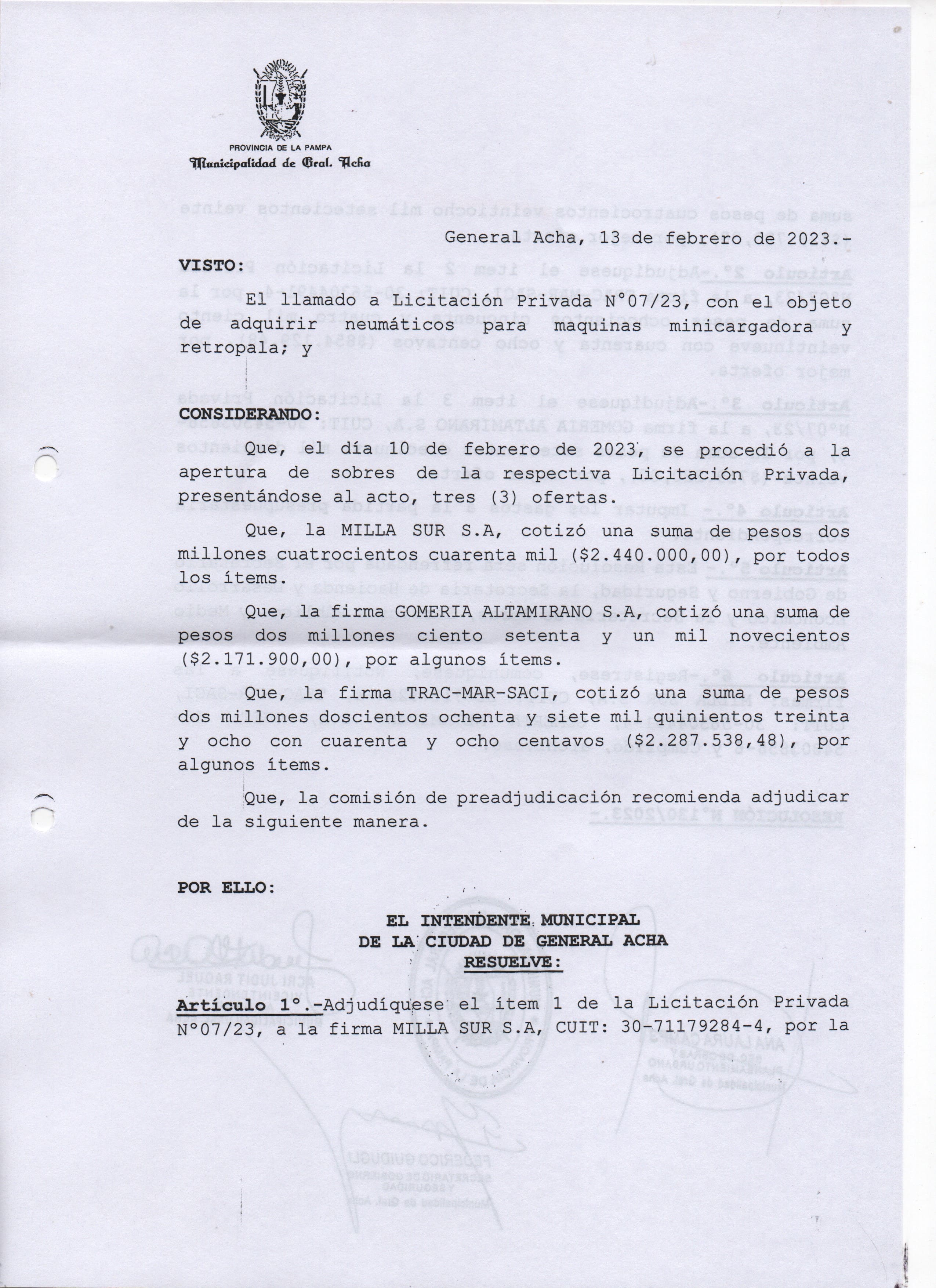 Licitación 07 23 Reso 01