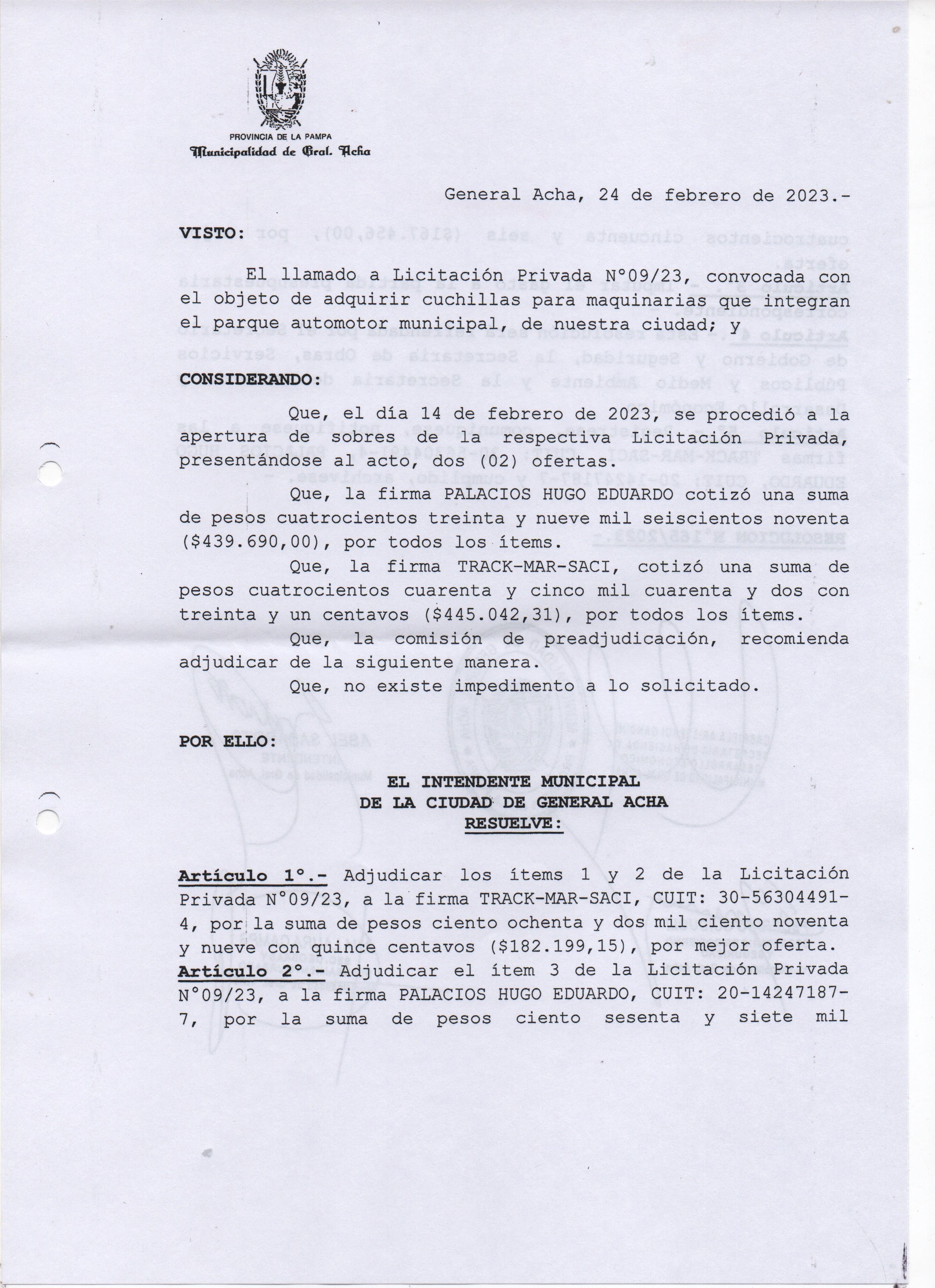 Licitación 09 23 Reso 01