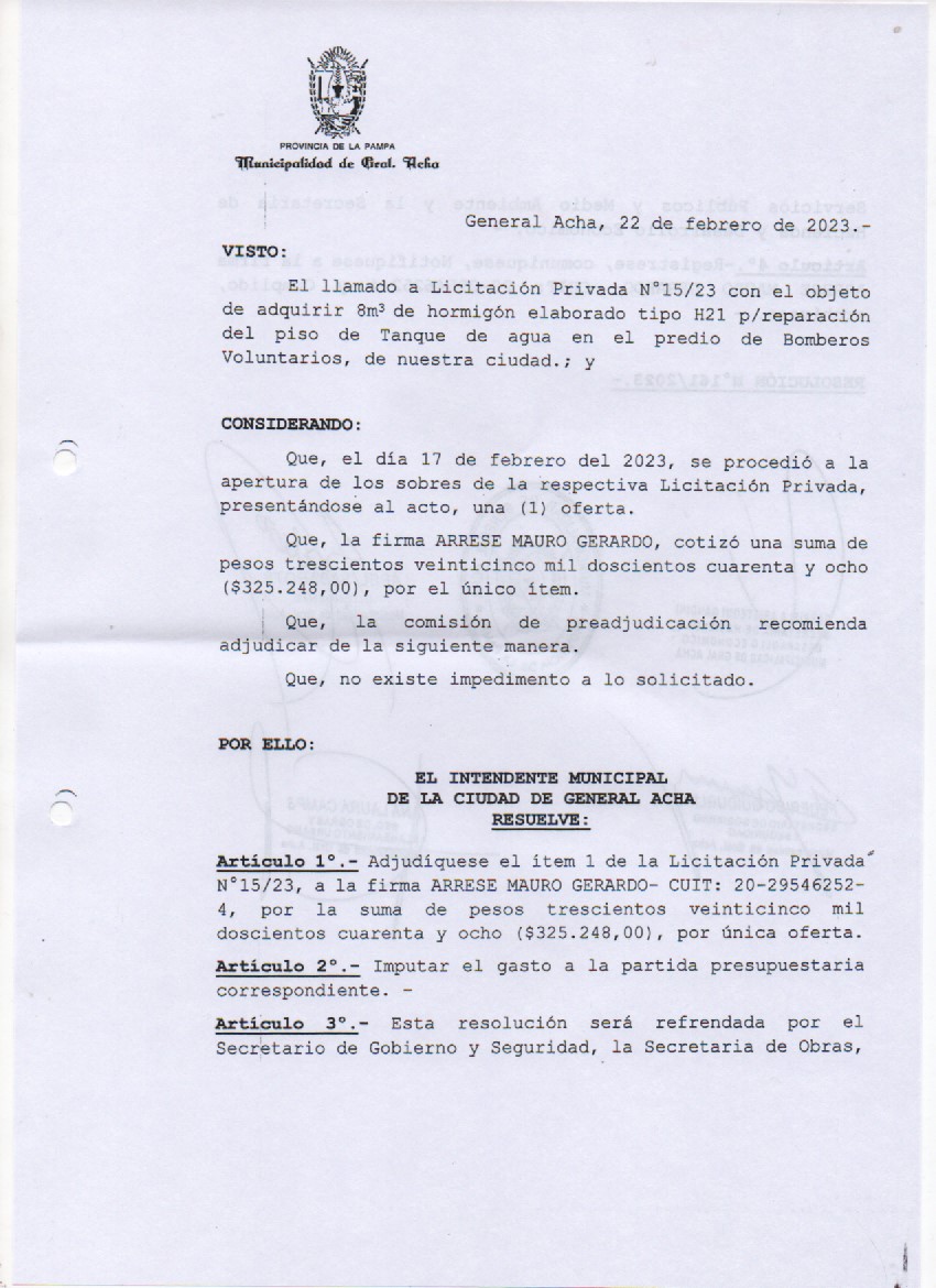 Licitación 15 23 Reso 01