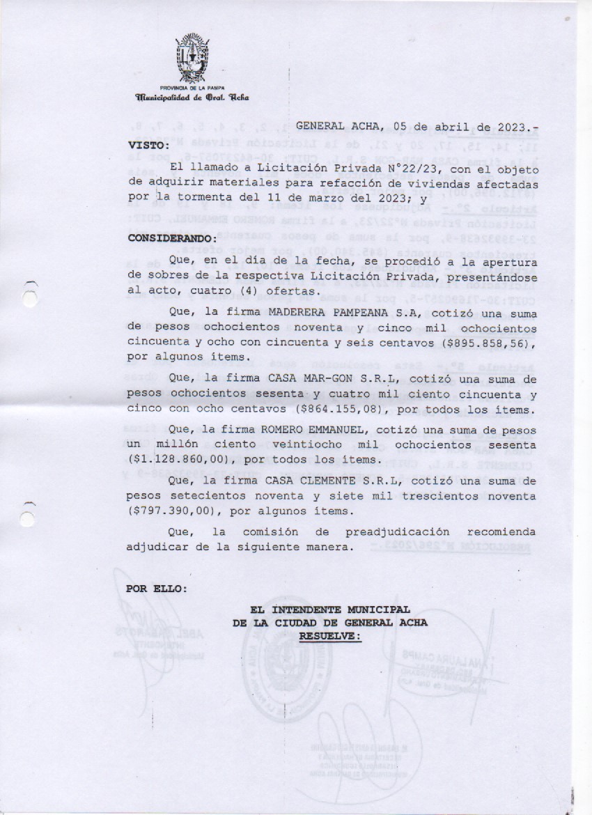 Licitación 22 23 Reso 01