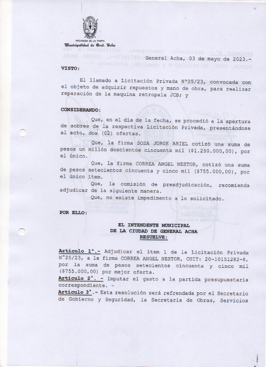 Licitación 25 23 Reso 01