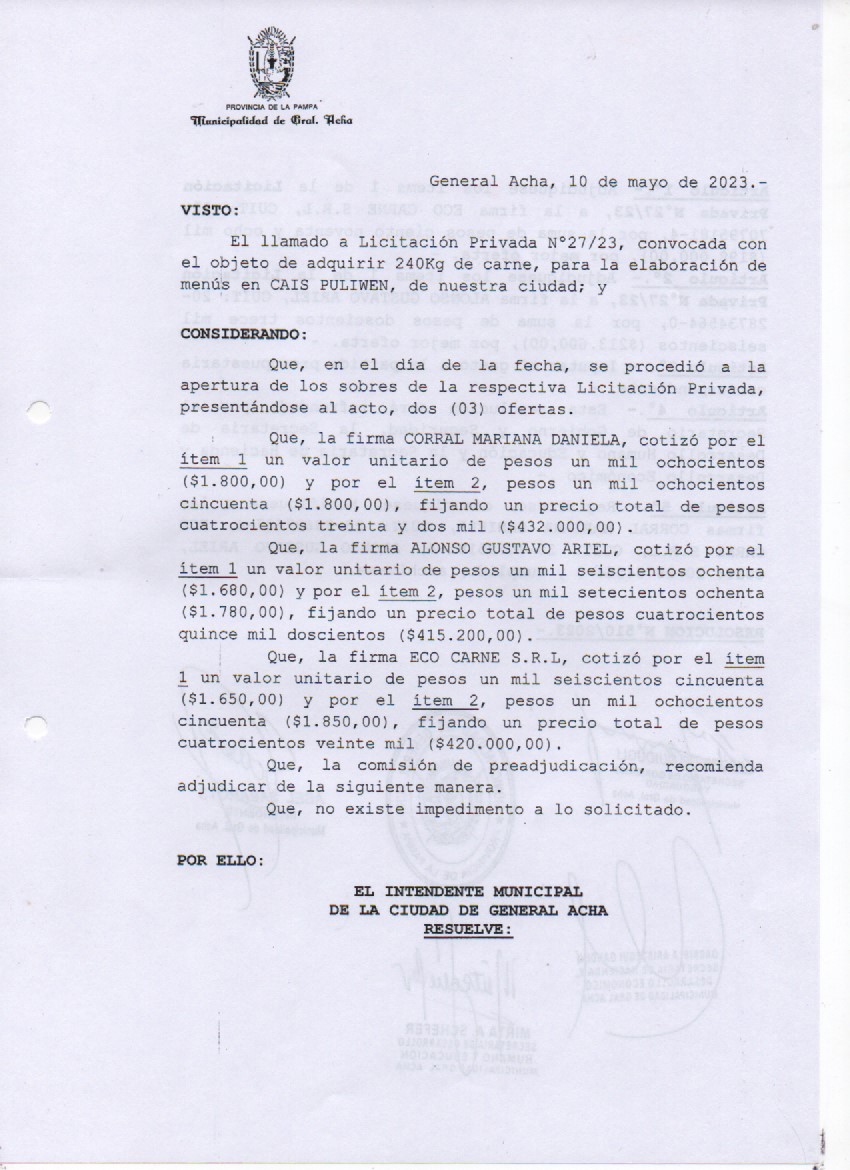 Licitación 27 23 Reso 01